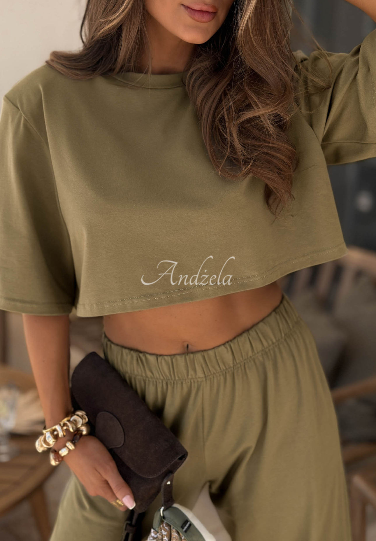 Viva Oliva Olive Green Cotton T-Shirt with Pockets