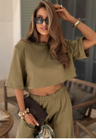 Bawełniany T-shirt z poduszkami Silent Hour czekoladowy