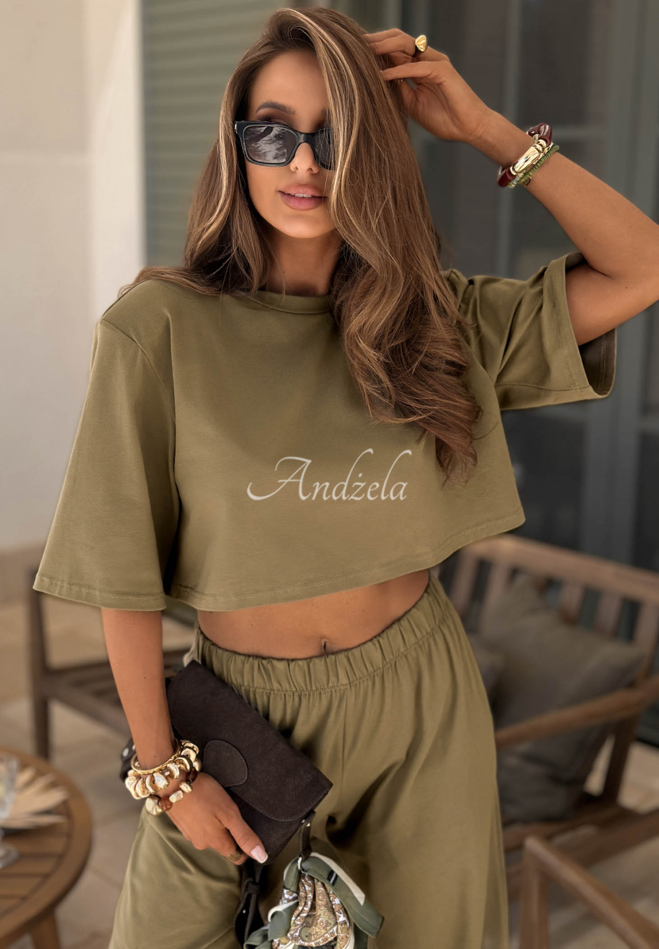 Viva Oliva Olive Green Cotton T-Shirt with Pockets