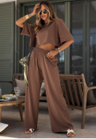 Bawełniane spodnie dresowe wide leg Silent Hour oliwkowe