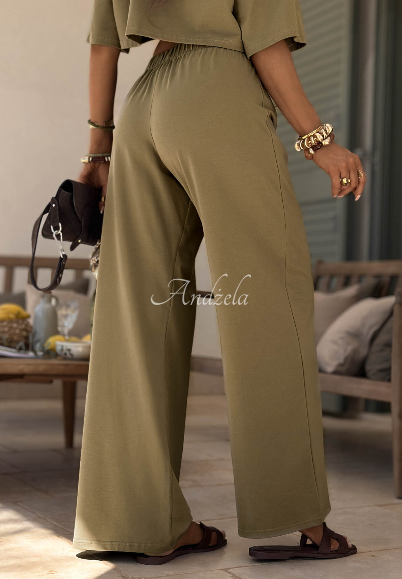 Viva Oliva olive-green wide-leg cotton sweatpants