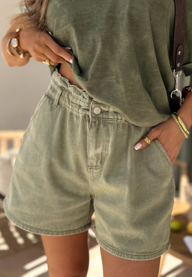 Safari Trip Khaki Denim Shorts