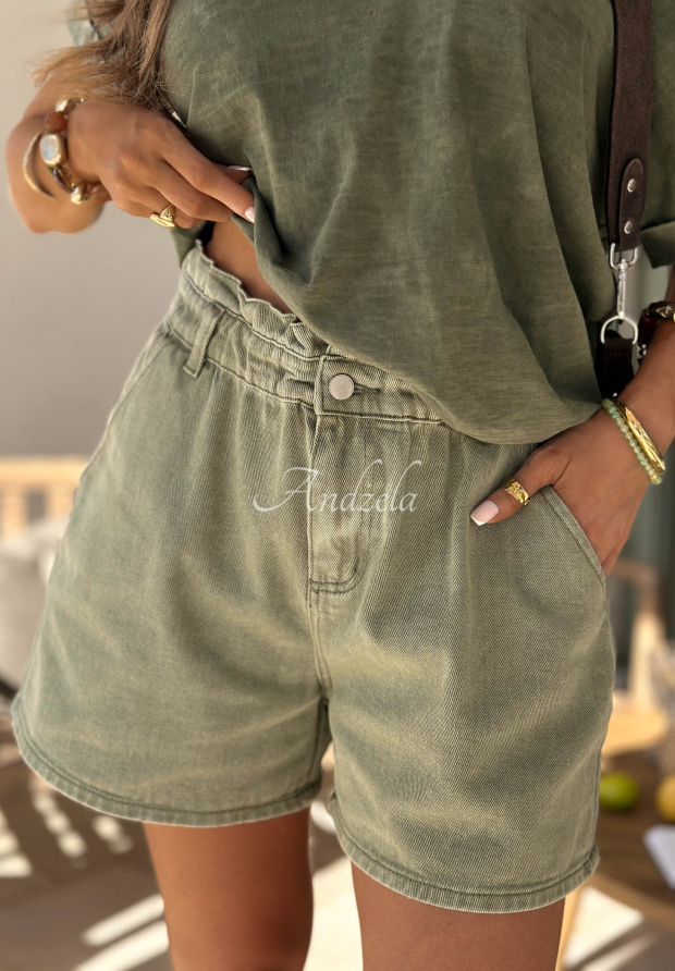 Safari Trip Khaki Denim Shorts
