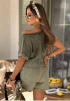 T-shirt z dekoltem Venali camelowy