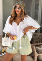 Blouse z bufkami i wiązaniem przy dekolcie Bellanova White