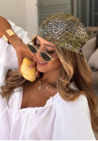 Wzorzysta chusta Print Story khaki