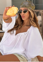 Wzorzysta chusta Print Story khaki