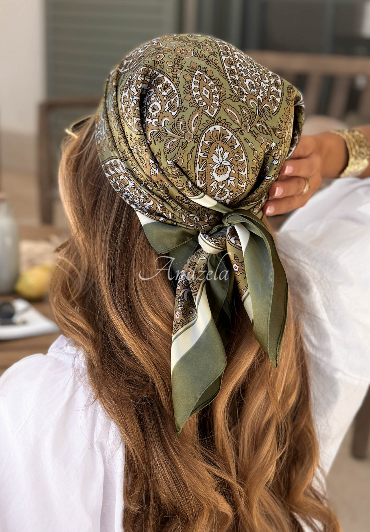 Print Story khaki patterned scarf