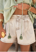 Jeansowe szorty z gumką w pasie Travel Vlogs pistacjowe