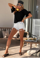 Bawełniany T-shirt z falbankami Ask For More pudrowy róż