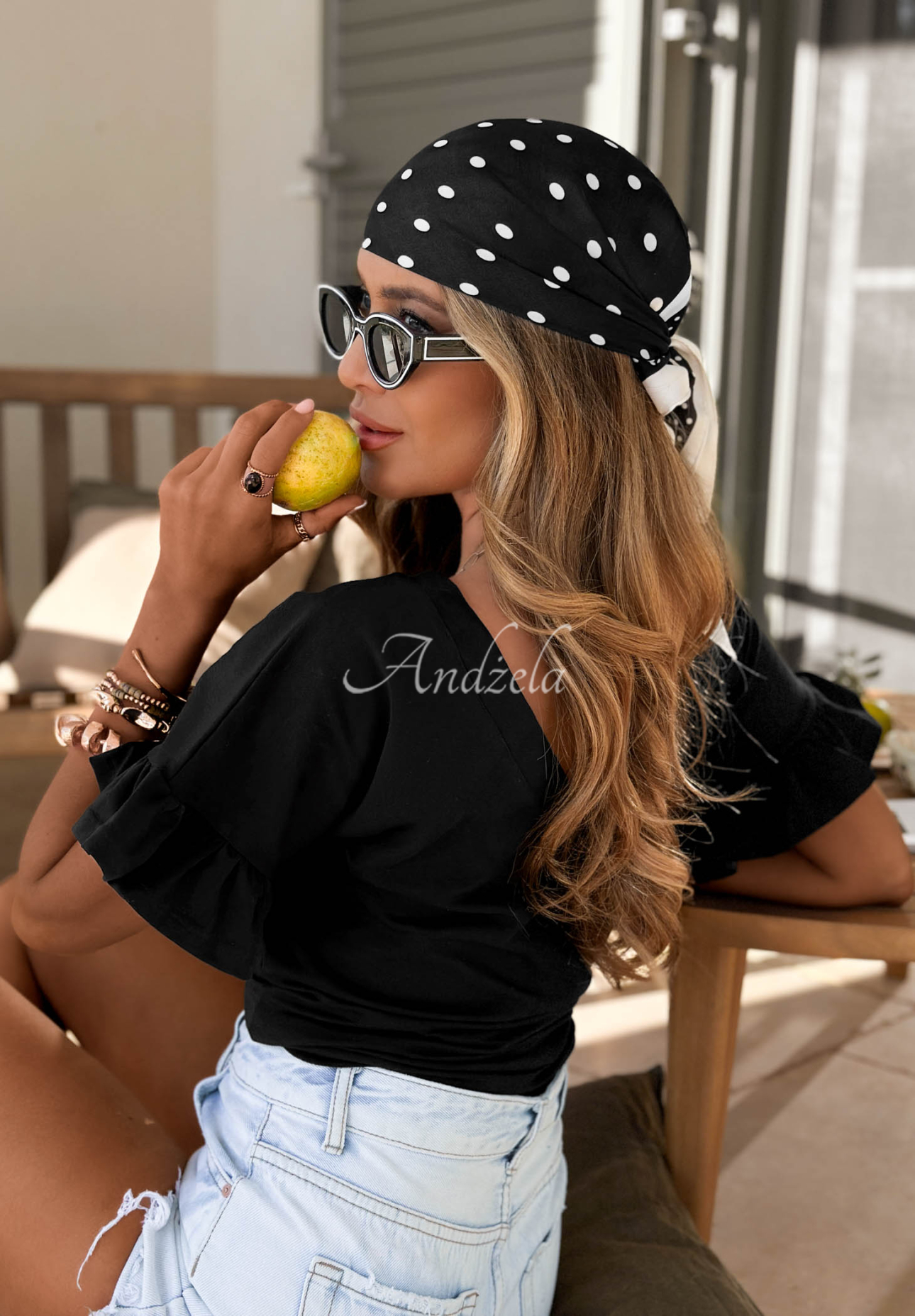 Ask For More Black Cotton T-Shirt with Ruffles