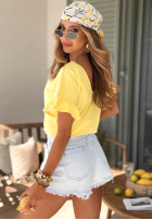 Bawełniany T-shirt z falbankami Ask For More pudrowy róż