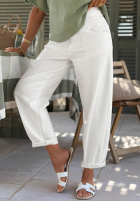 Spodnie jeansowe z paskiem Daily Choice białe