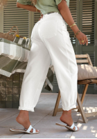 Spodnie jeansowe z paskiem Daily Choice białe