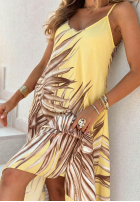 Wzorzysta sukienka maxi na ramiączkach Palmira pistacjowa