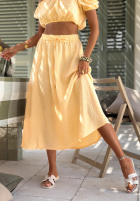 Komplet krótka bluzka i rozkloszowana spódnica w kratkę Flamingo Sunset różowy