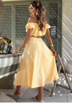 Komplet krótka bluzka i rozkloszowana spódnica w kratkę Flamingo Sunset różowy