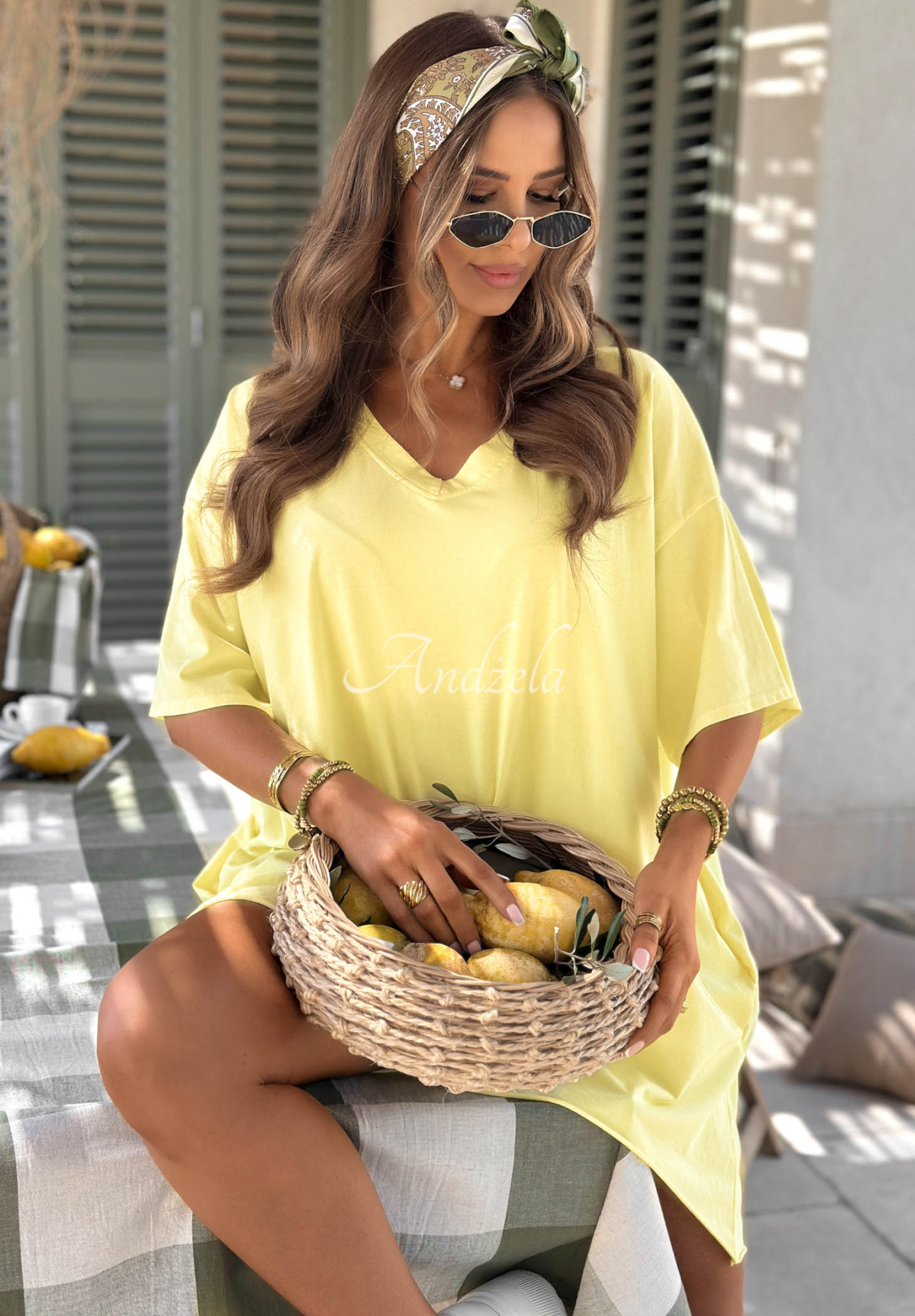 Asymmetrical Oversized Solaviva Cotton T-Shirt in Yellow