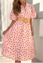 Sukienka midi w groszki z bufkami i paskiem Hello Bellissima biała