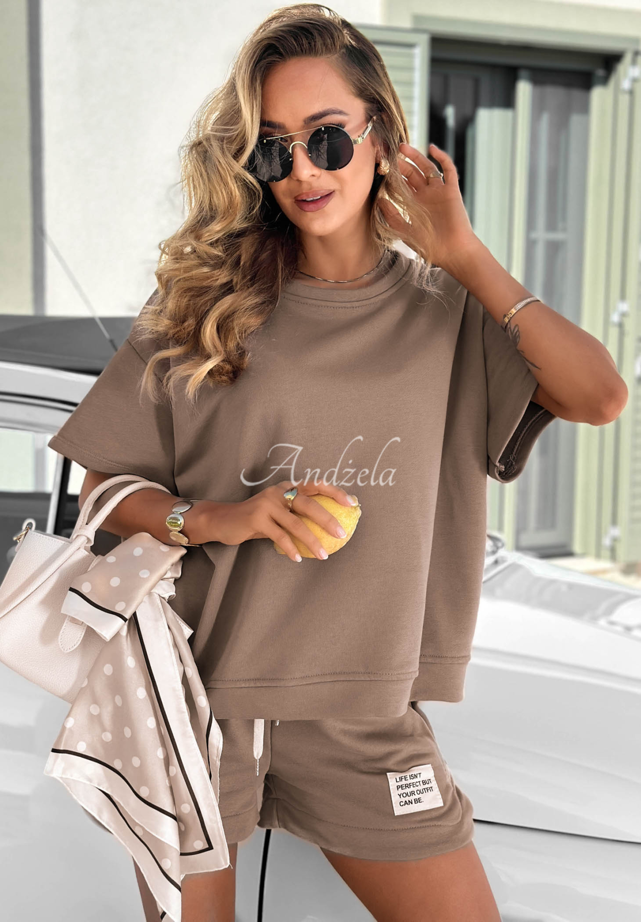 Sporty Summer Moka Cotton T-Shirt and Shorts Set