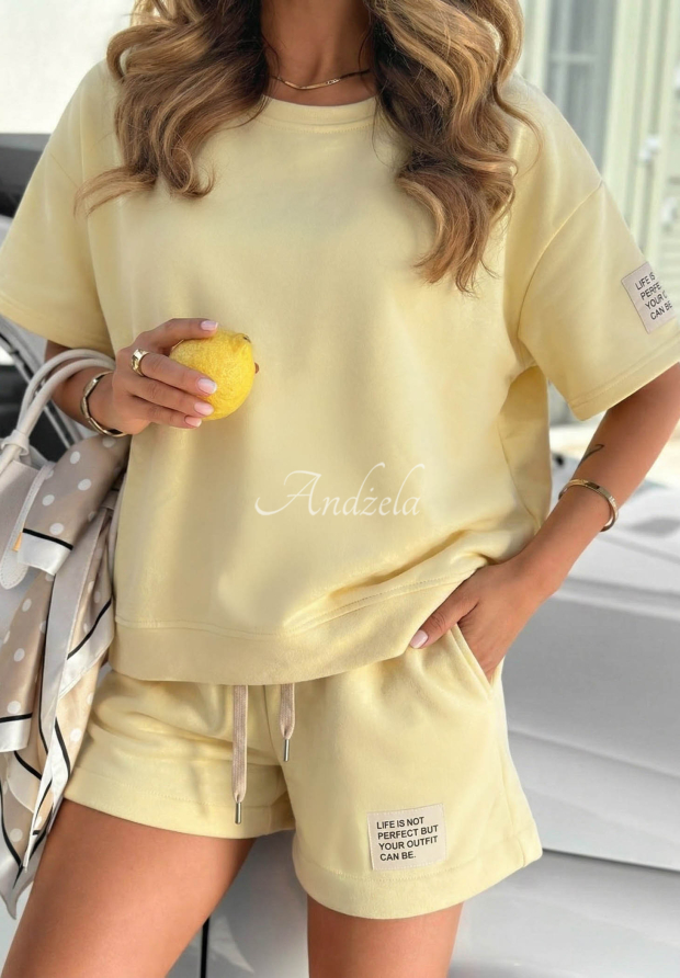 Bawełniany komplet T-shirt i kr&oacute;tkie spodenki Sporty Summer ż&oacute;łty