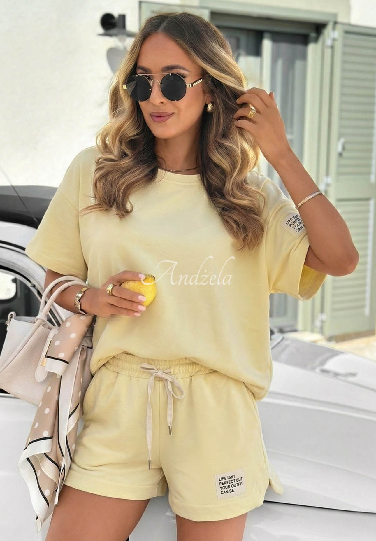 Sporty Summer Yellow Cotton T-Shirt and Shorts Set