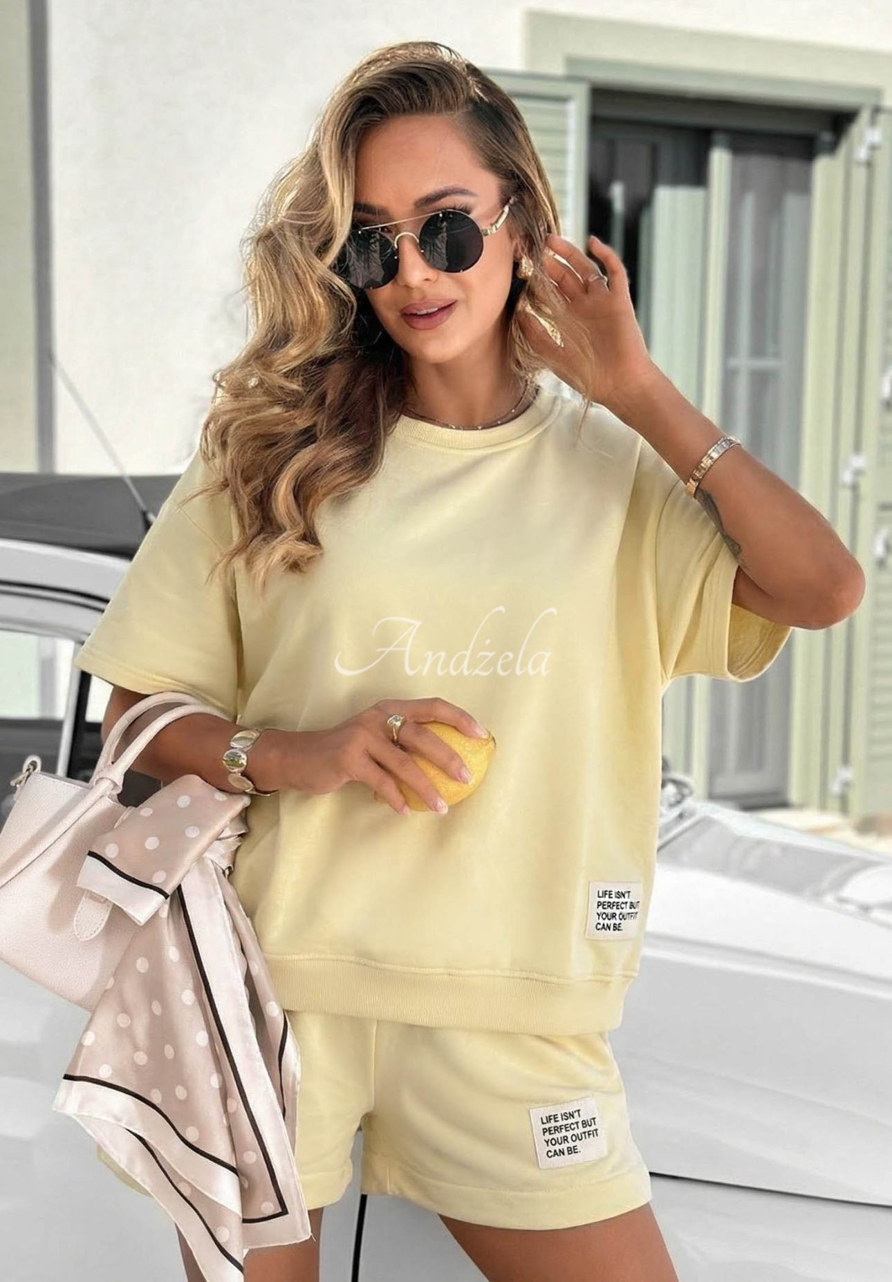 Sporty Summer Yellow Cotton T-Shirt and Shorts Set