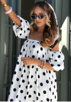 Spódnica z falbanką w groszki Dotty Days ecru