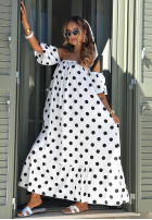 Spódnica z falbanką w groszki Dotty Days ecru