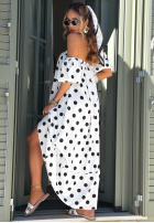 Spódnica z falbanką w groszki Dotty Days ecru