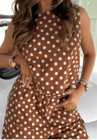 Materiałowe spodnie balloon w groszki Sweet Dots czekoladowe