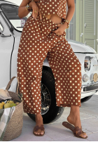 Materiałowe spodnie balloon w groszki Sweet Dots czekoladowe