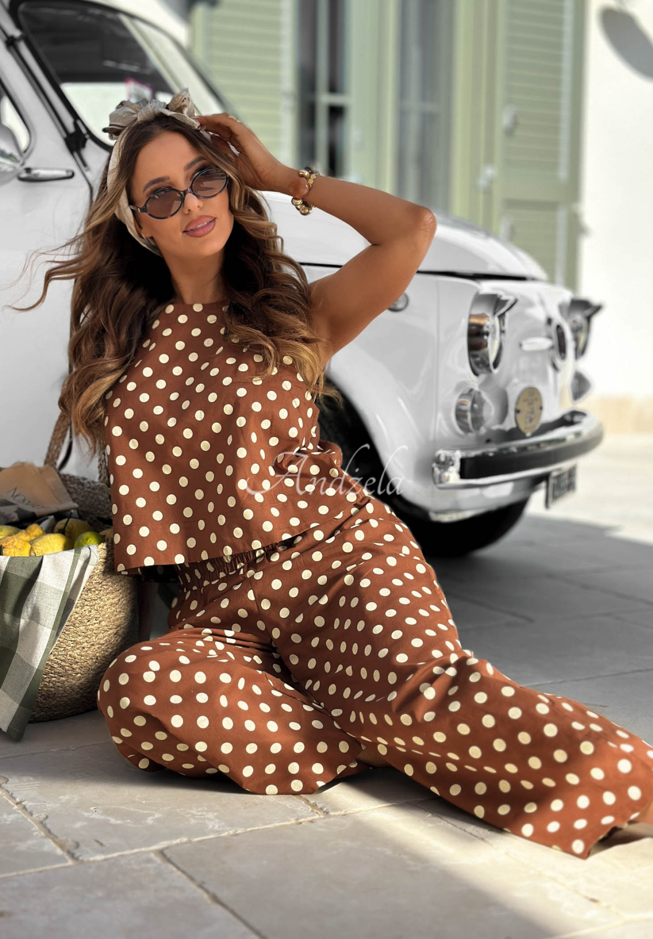 Sweet Dots Chocolate Polka Dot Short Top and Balloon Pants Set