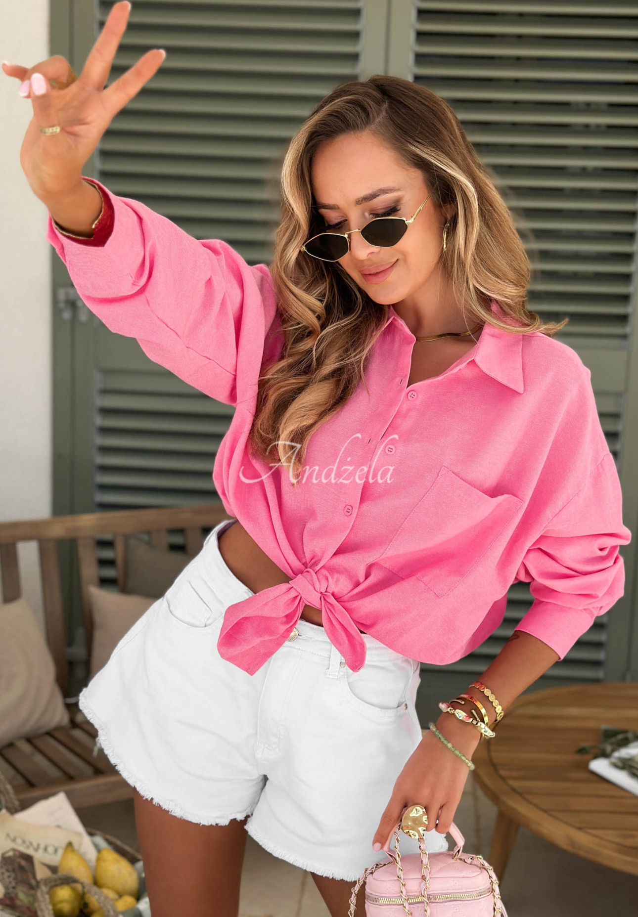Sunny Life Oversized Pink Cotton Shirt