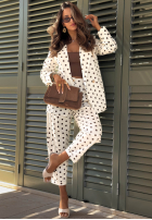 Elegancka marynarka w groszki Timeless Dots ecru