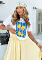 T-shirt z nadrukiem La Lemone biało-niebieski