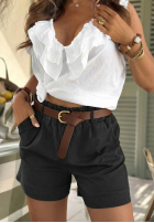 Jeansowe szorty z paskiem Any Place czekoladowe