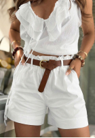 Jeansowe szorty z paskiem Any Place czekoladowe