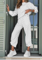 Komplet dresowy bluza i spodnie w groszki Vita Dots biały