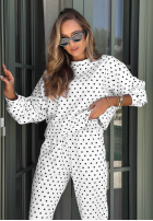 Komplet dresowy bluza i spodnie w groszki Vita Dots biały