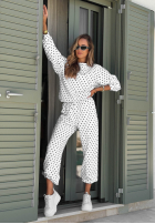 Komplet dresowy bluza i spodnie w groszki Vita Dots biały