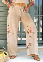 Komplet bluzka i spodnie w kwiaty Sunny Harmony beżowy