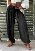 Zwiewne spodnie haremki ze ściągaczami Coastal Sand białe