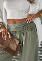 Zwiewne spodnie haremki ze ściągaczami Coastal Sand białe