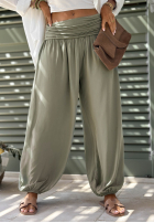 Zwiewne spodnie haremki ze ściągaczami Coastal Sand białe