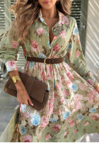 Ażurowa sukienka midi w kwiaty Floribella khaki