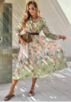 Ażurowa sukienka midi w kwiaty Floribella khaki