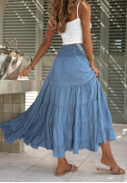 Spódnica maxi z falbankami i gumką w pasie Italian Sky niebieska