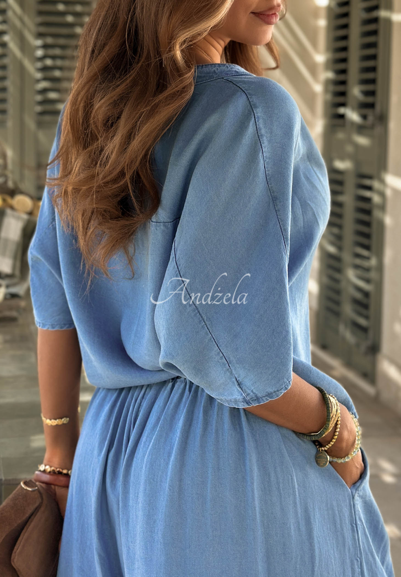 Italian Sky Blue Lyocell Shirt with Pocket