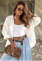 Materiałowe spodnie w paski Sunshine Story błękitne